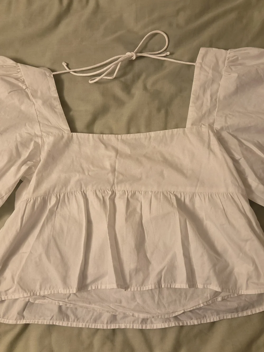 Abercrombie & Fitch Cream Square Neck Peplum Blouse
